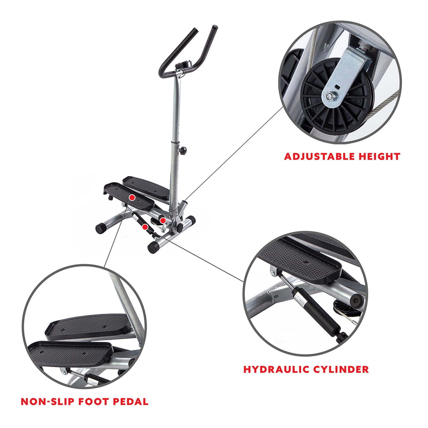 Sunny Health &#038; Fitness Mini Twister, Stair Stepper, Climber Step Machine with Handlebar for Total Body Toning, SF-S020027