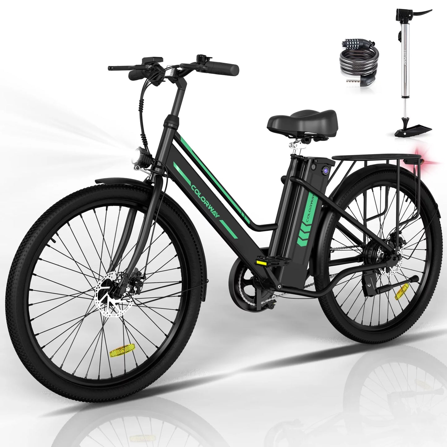 COLORWAY 26&#8243; Electric Bike for Woman, 500W Powerful Motor, 36V 12AH Removable Battery E Bike, , Max. Speed 19.9MPH Electric Bicycle