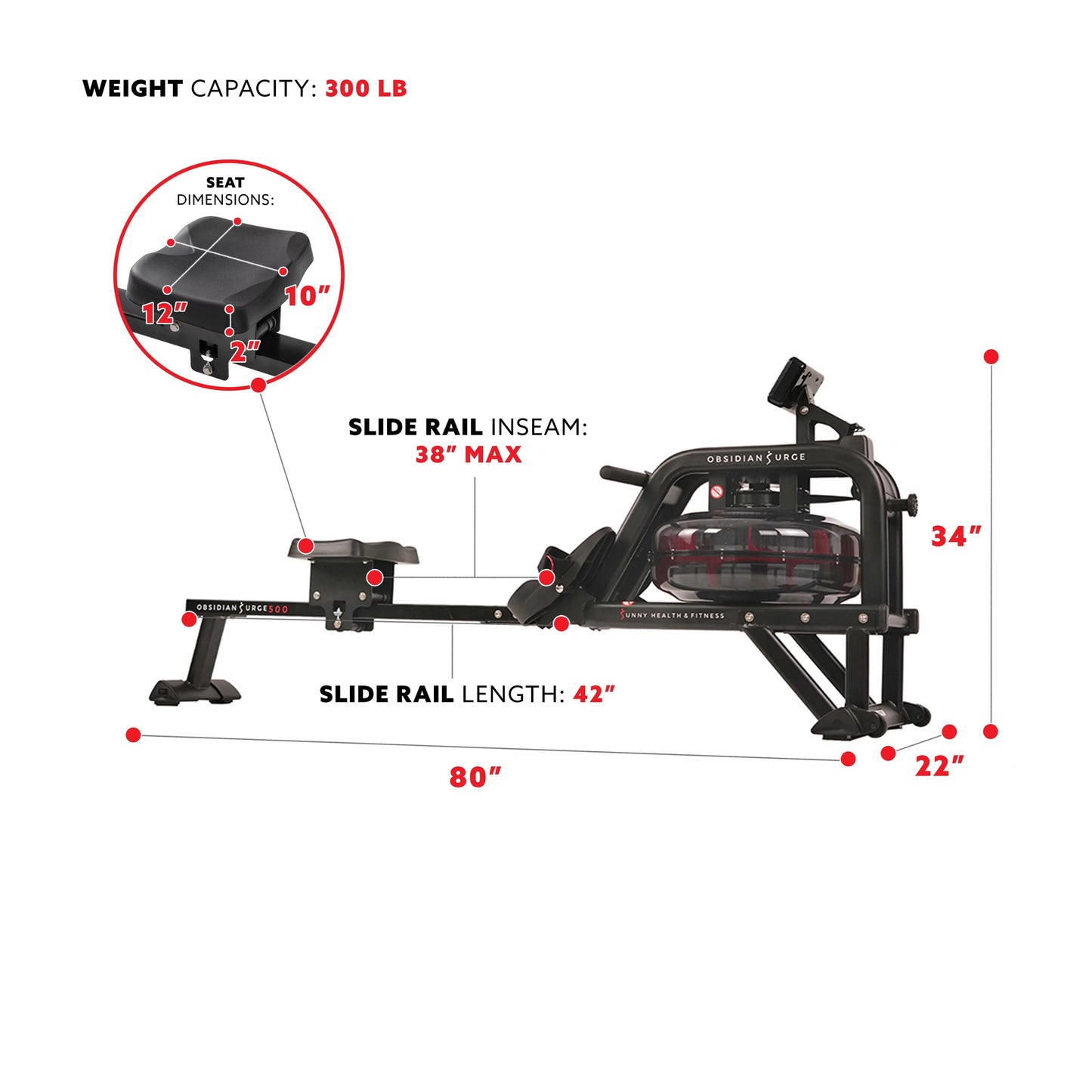 Sunny Health &#038; Fitness Water Rowing Machine Rower for Home Exercise Workouts, Full Body Cross Fit Training, LCD Monitor SF-RW5713