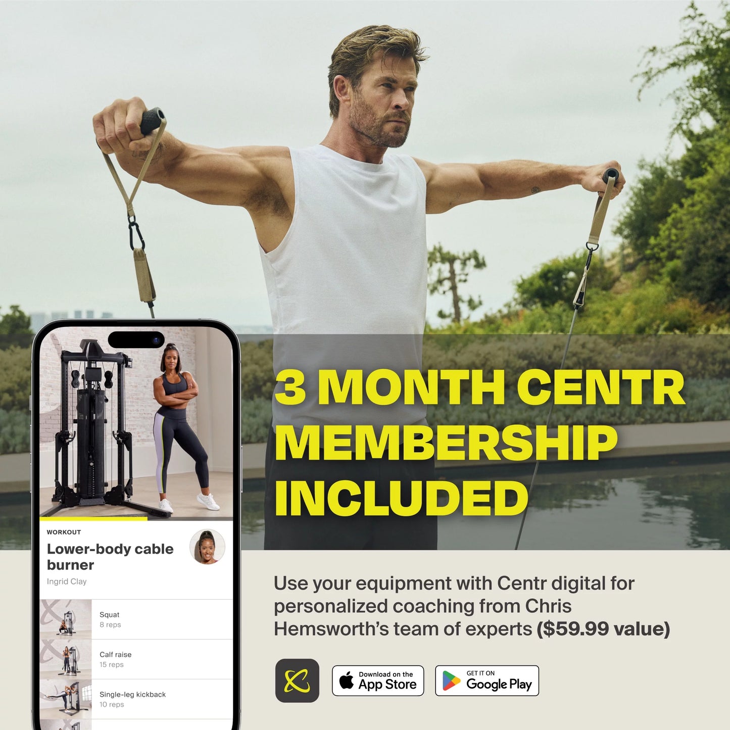 Centr by Chris Hemsworth Centr 1 Home Gym Functional Trainer for Total Body Strength Training with 3-Month Centr Membership