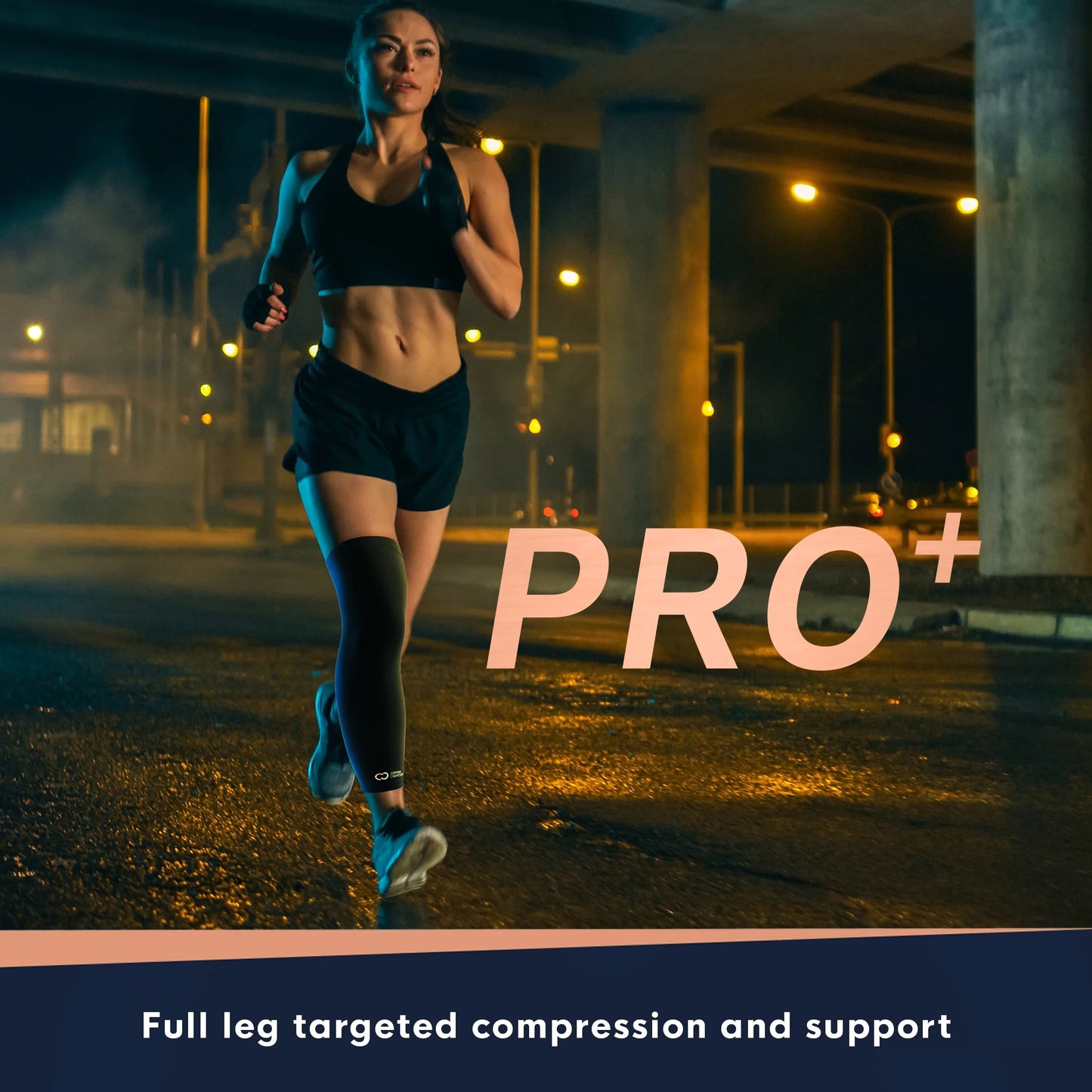 Copper Compression PRO+ Performance Leg Sleeve L-XL: Compression for Pain Relief from Shin Splints and Sore Muscles (Unisex, Black, 1 Pair)