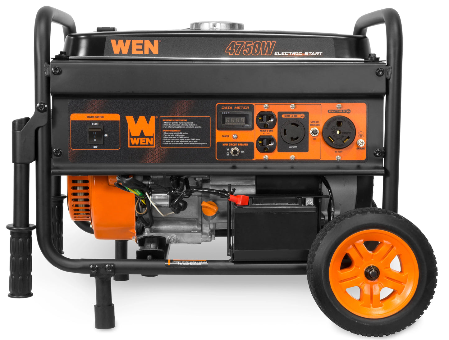 WEN 4750-Watt Portable Generator with Electric Start and Wheel Kit