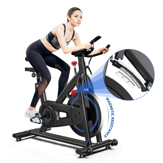 Yoleo Indoor Cycling Magnetic Resistance Exercise Bike, Ultra-Silent, Heavy Duty Home Gym Stationary, Capacity 330LBS, LCD Monitor, Pulse Sensor, Water Bottle Holder-2021 Upgraded New Version