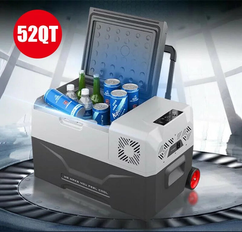 50L Portable Car Refrigerator 52 Quart Compact RV Fridge Mini Electric Freezer 12/24V DC &#038; 110-240V AC Vehicle Truck Boat Cooler for Driving Travel Camping Fishing Outdoor -4??F-50??F