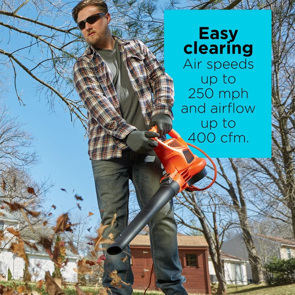 BLACK+DECKER 3-In-1 Electric Leaf Blower, Leaf Vacuum, Mulcher, (BEBL7000)