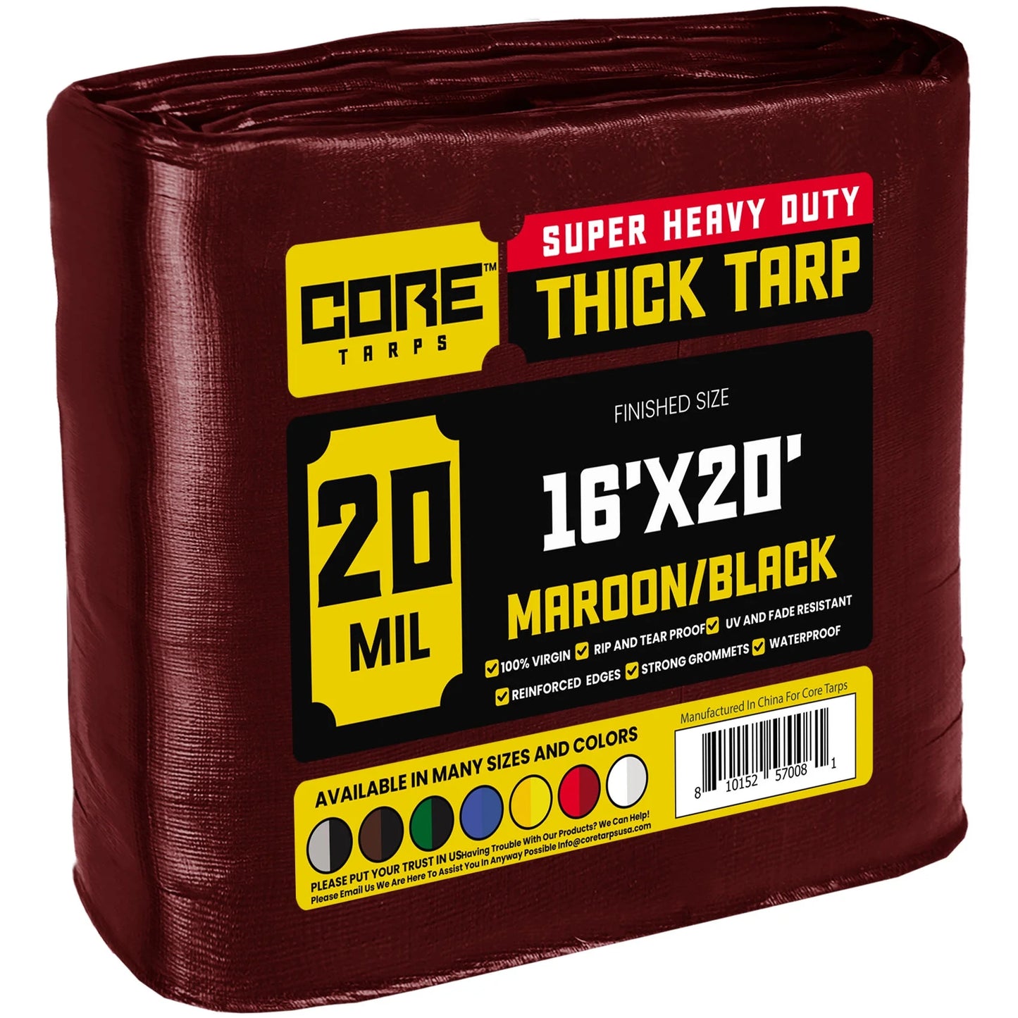 Core Tarps Extreme Heavy Duty 20 Mil Tarp, White 12?? X 12??