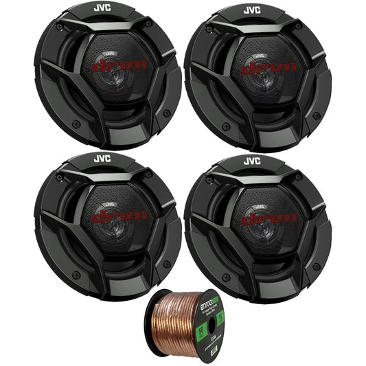 4x JVC drvn DR Series 5.25&#8243; 260W Max Power Car Audio 2-Way Coaxial Vehicle Speakers Bundle Combo with 50 Ft 16 Gauge Audio Speaker Wiring