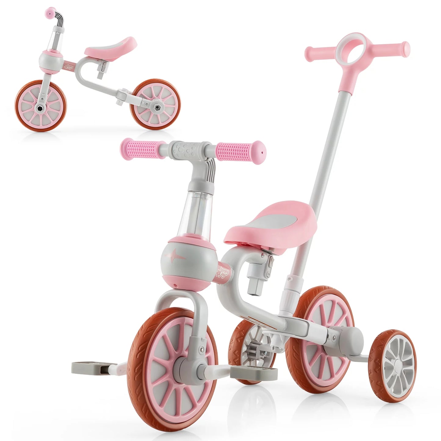 Costway 4 in 1 Kids Tricycles with  Push Handle &#038; Training Wheels Baby Balance Bike Navy