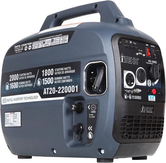 A-iTech 2000 Watt Portable Inverter Generator Dual Fuel Lightweight (AT20-220001)