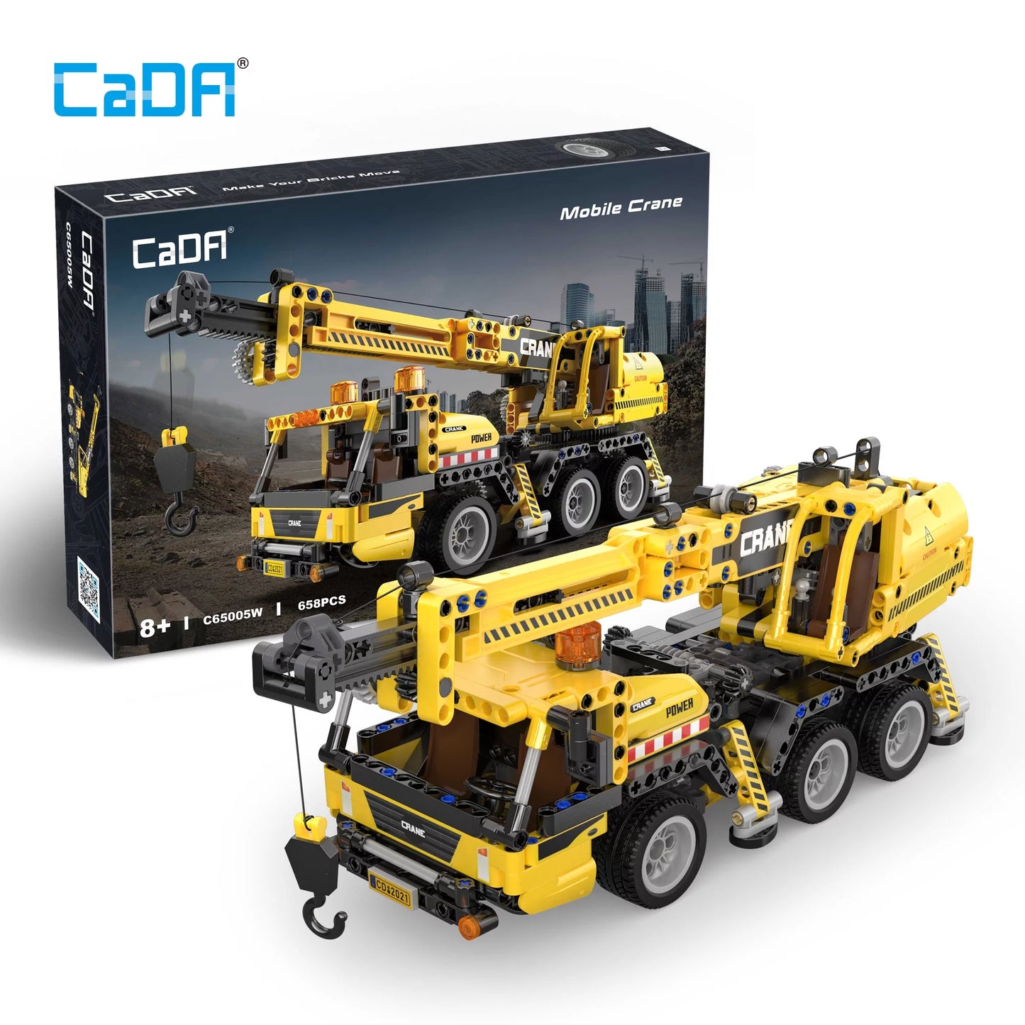 CaDA Mobile Crane Model Building Set C65005W Building Toy for Kids 8+ (658 Pieces)