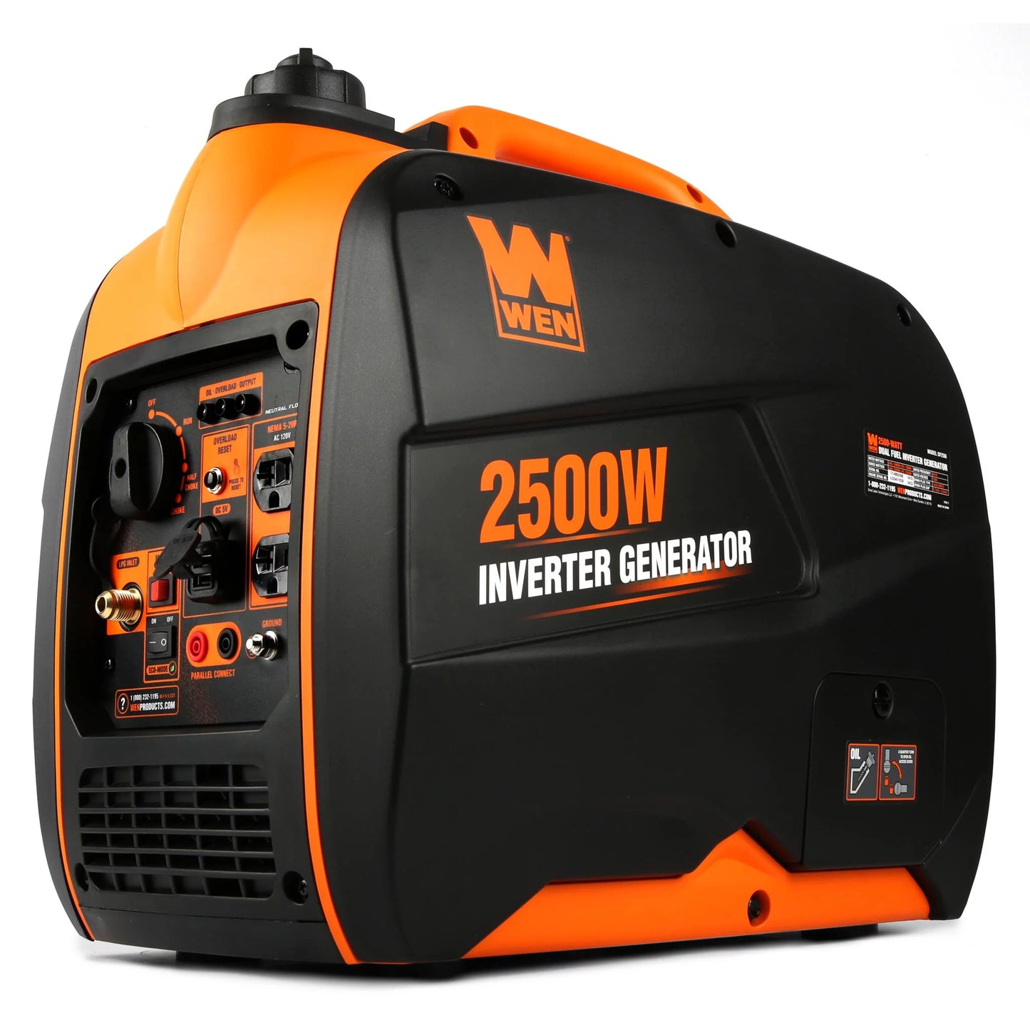 WEN Super Quiet 2500-Watt Portable Dual Fuel Inverter Generator with Fuel Shut-Off