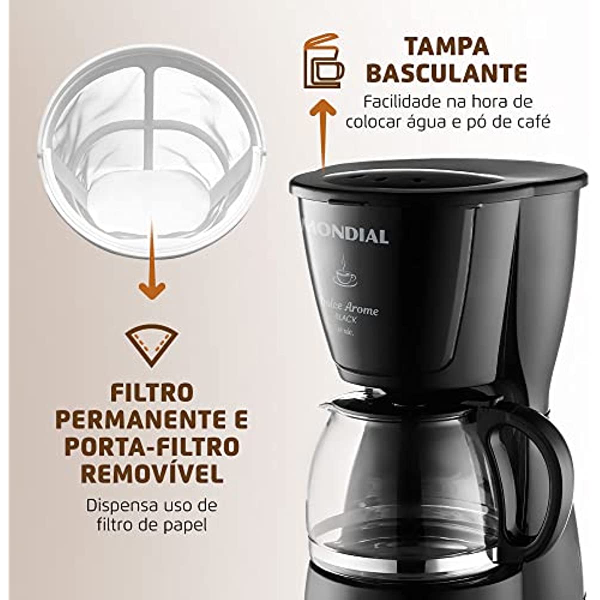 Cafeteira Elétrica Dolce Arome, 110V, Mondial - C-30-18X-FB