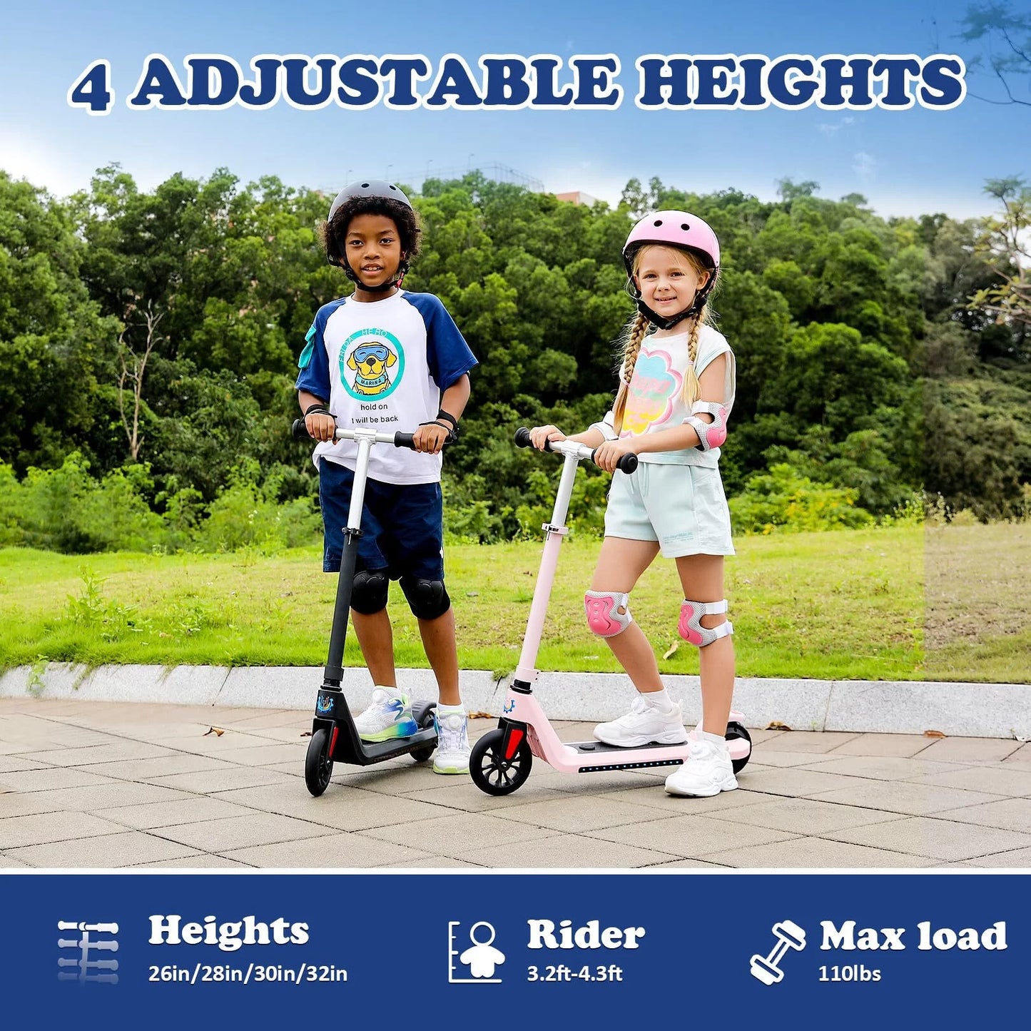 CAROMA Electric Scooter, Foldable Electric Scooter for Kids Ages 8-15, Up to 10 MPH &#038; 7 Miles, LED Display, Colorful LED Lights, Lightweight Kids Electric Scooter