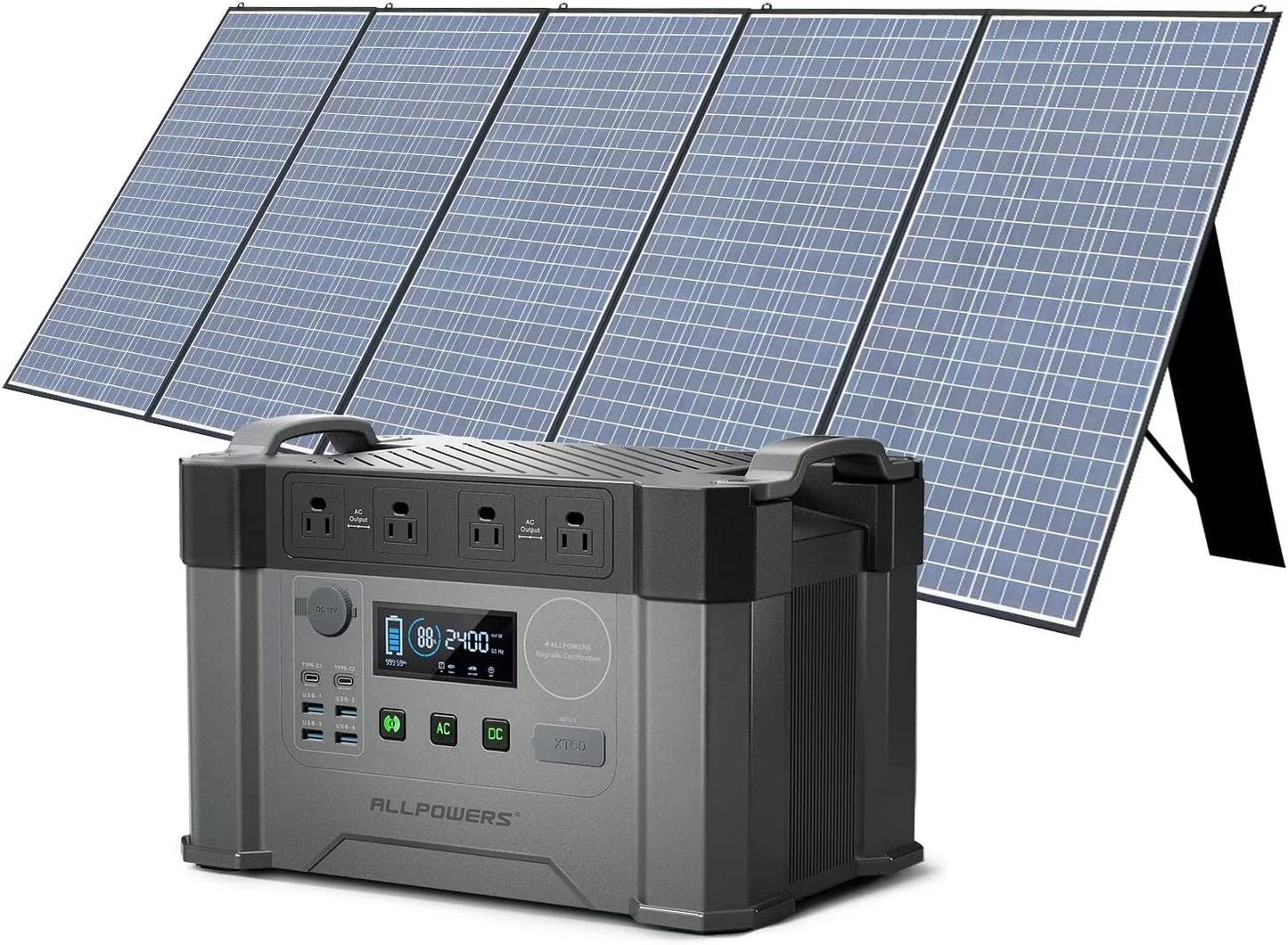 ALLPOWERS S2000 Portable Power Station 2000W, 1500Wh Capacity,  MPPT Solar Generator Backup Battery Power Supply with 4 AC Outlets for Camping, RV, Home Use, Emergency, Off-Grid