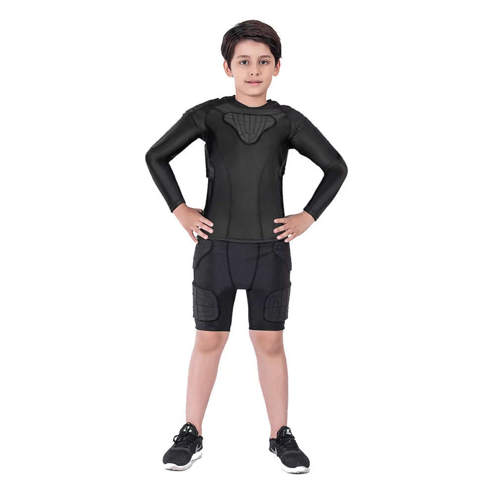 TUOY Kids Youth Boy&#8217;s Padded Compression Shirt &#8211; Long Sleeve Protective Shirt