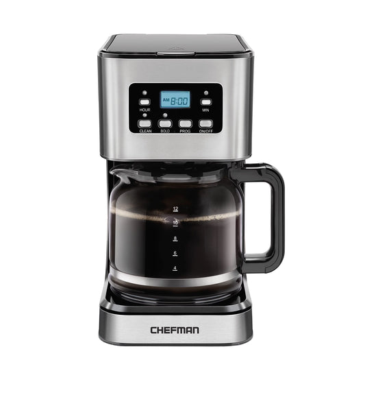 Chefman 12-Cup Programmable Coffee Maker w/ Digital Display, Auto Shut Off &#8211; Stainless Steel, New