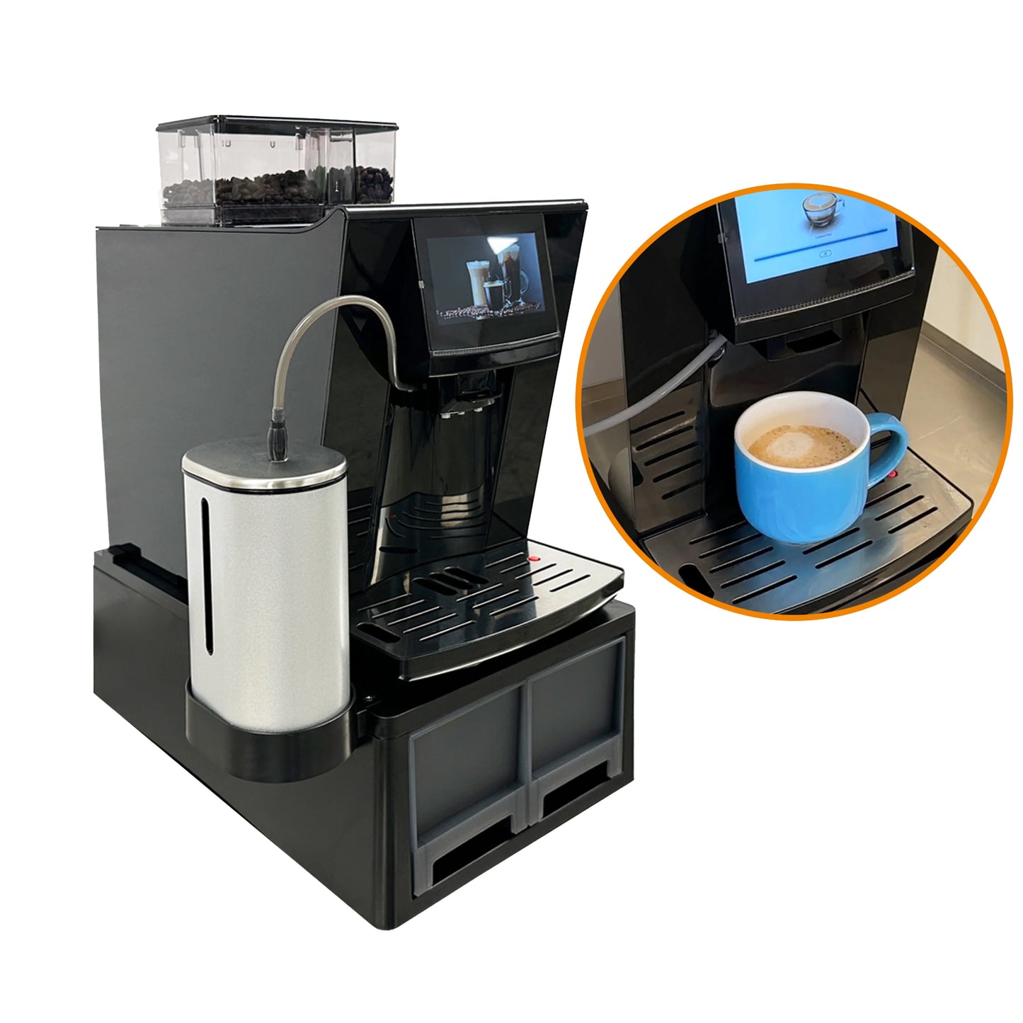 Commercial 20-Cup Black Fully Automatic Espresso Coffee Machine 750g beans container