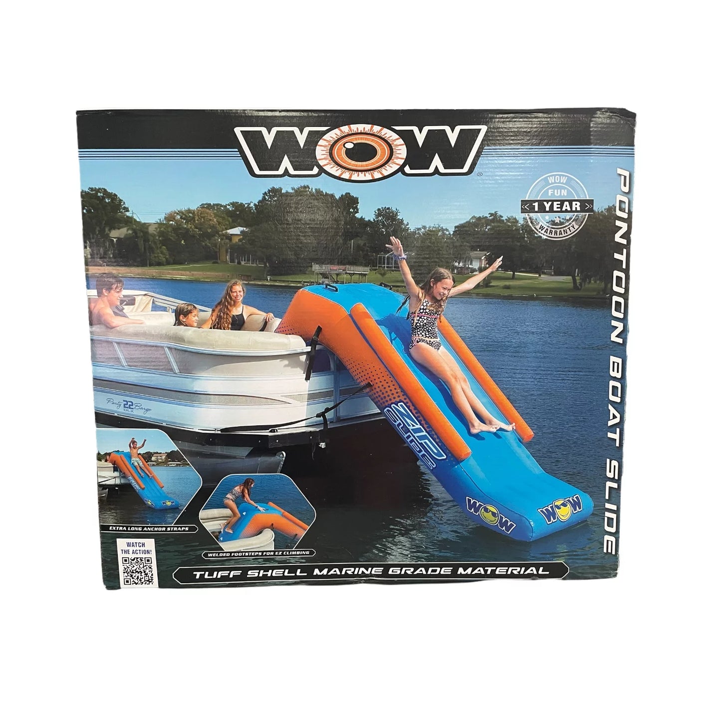 WOW Pontoon Zip Slide, 10.5ft x 33in x 54in, Blue &#038; Orange