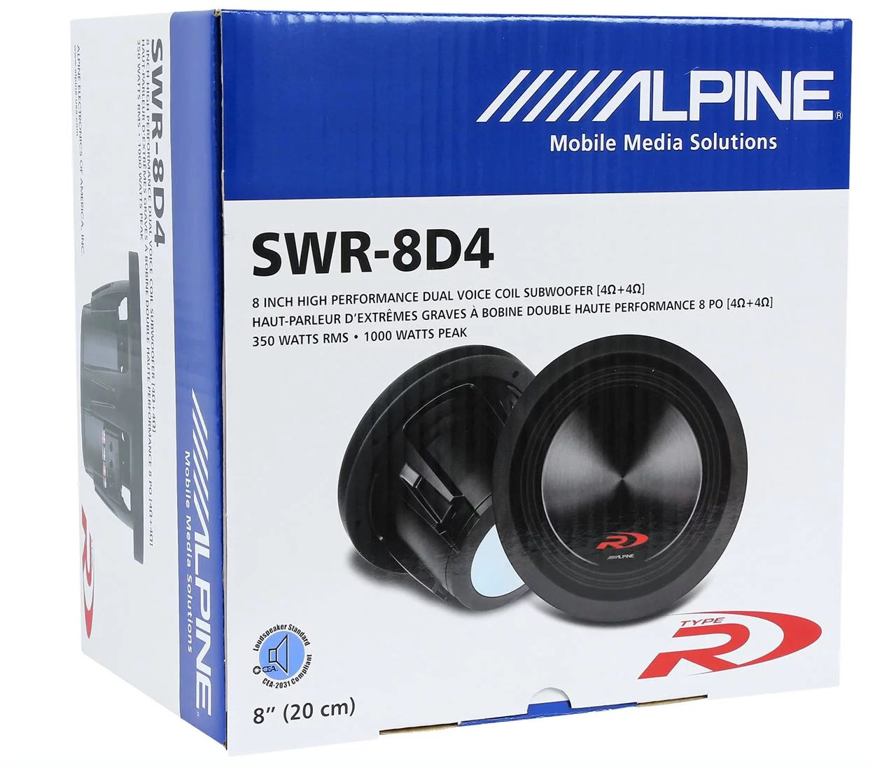 Alpine SWR-8D4 8&#8243; Car Subwoofer