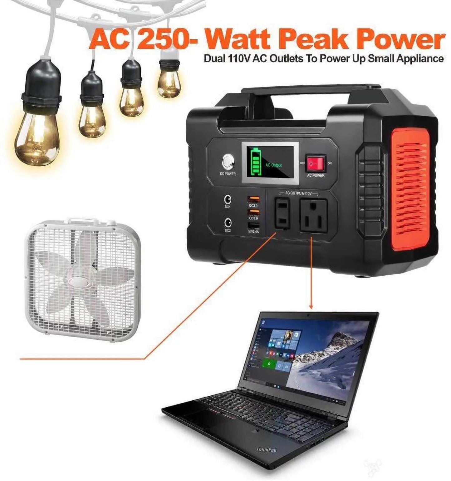 200W Portable Power Station, 40800mAh Emergency Solar Generator Backup Battery Pack Power Supply