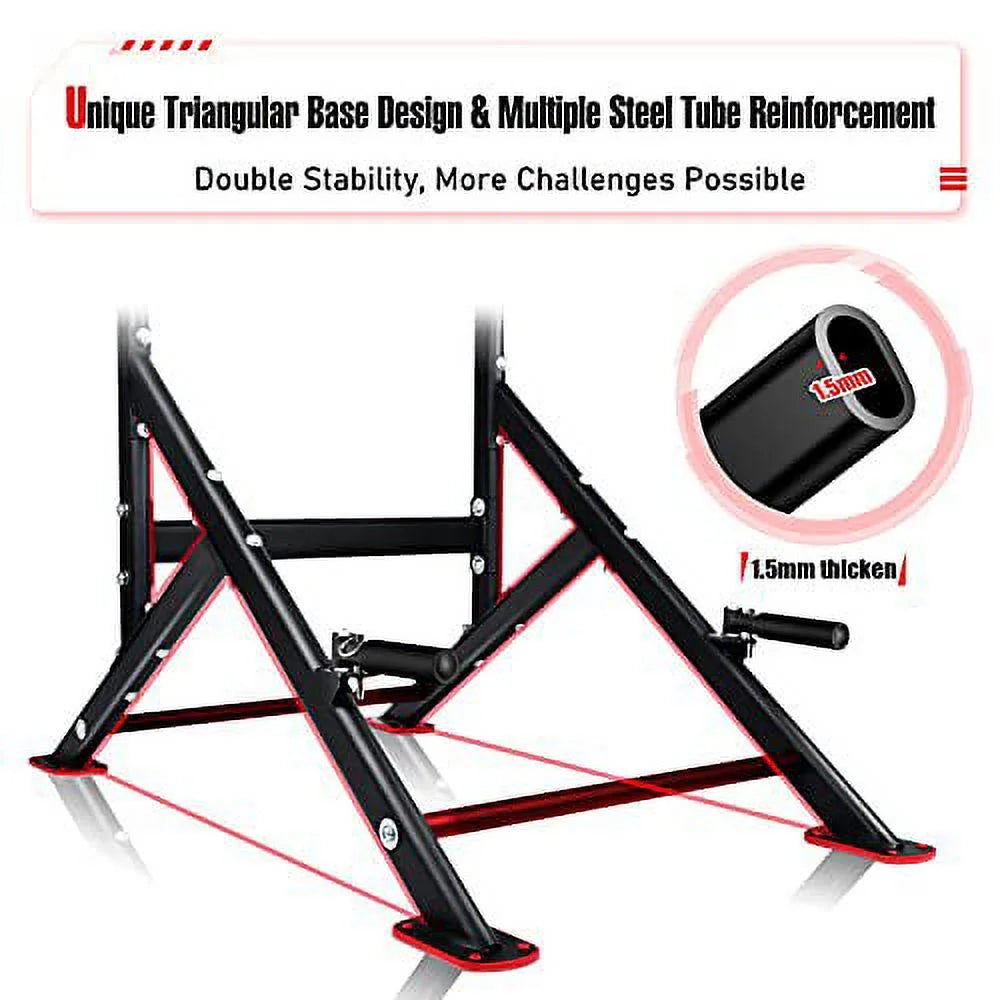 UPGO Adjustable Power Tower 400lbs Max Weight Dip Station Pull up Bar Power Rack Push up Resistance Band for Home Gym Strength Training Workout Equipment