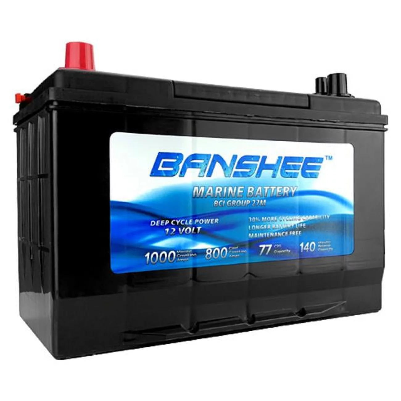 Banshee  Deep Cycle Battery for Replacement Optima 8027-127 D27M Bluetop &#8211; Group Size 27