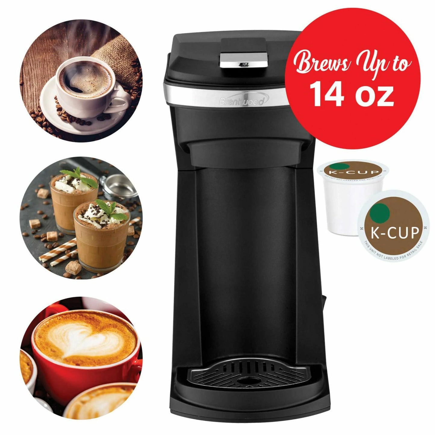 Brentwood New K-Cup Single Serve Coffee Maker with Reusable Filter Basket &#8211; Black