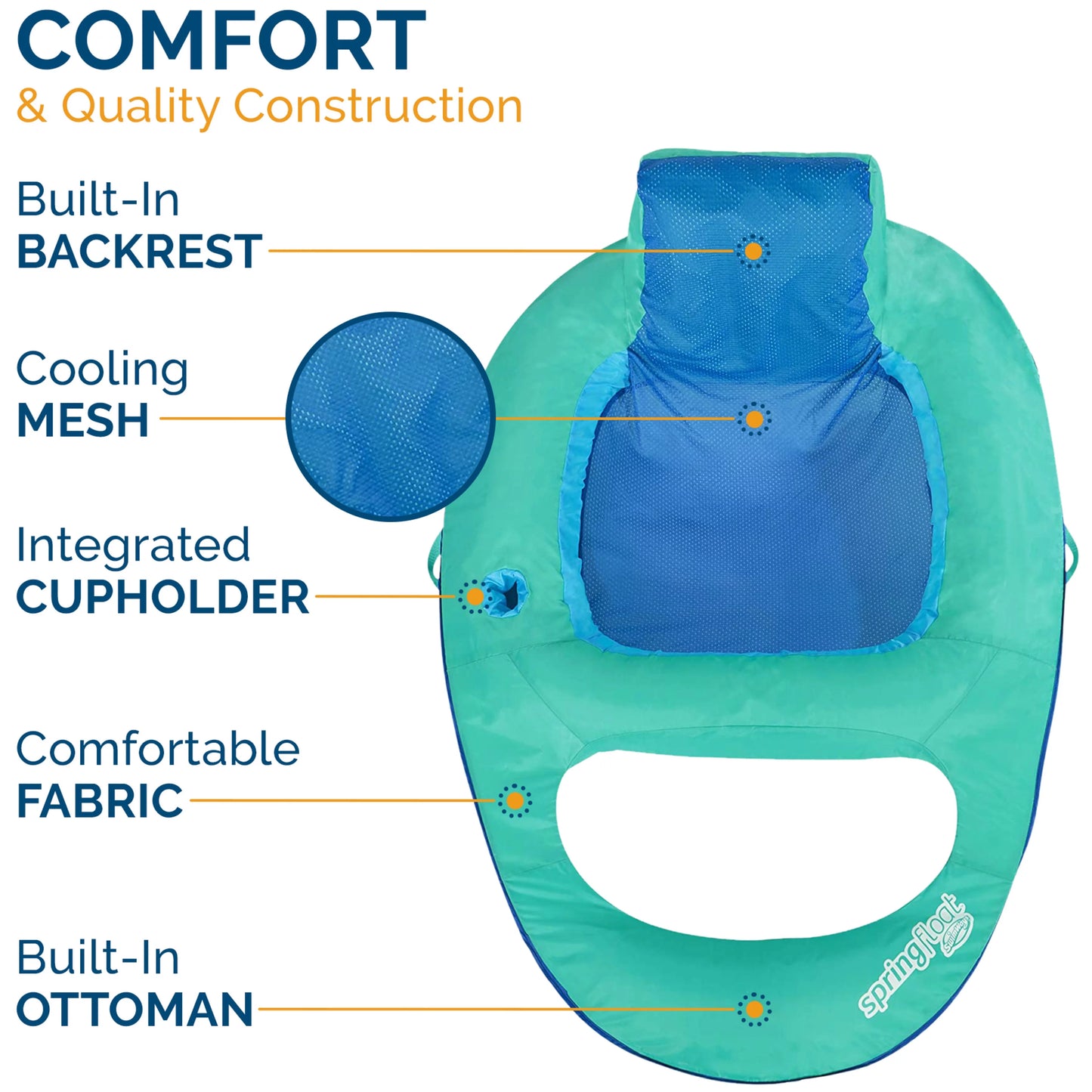 SwimWays Spring Float Recliner Pool Lounger with Hyper-Flate Valve