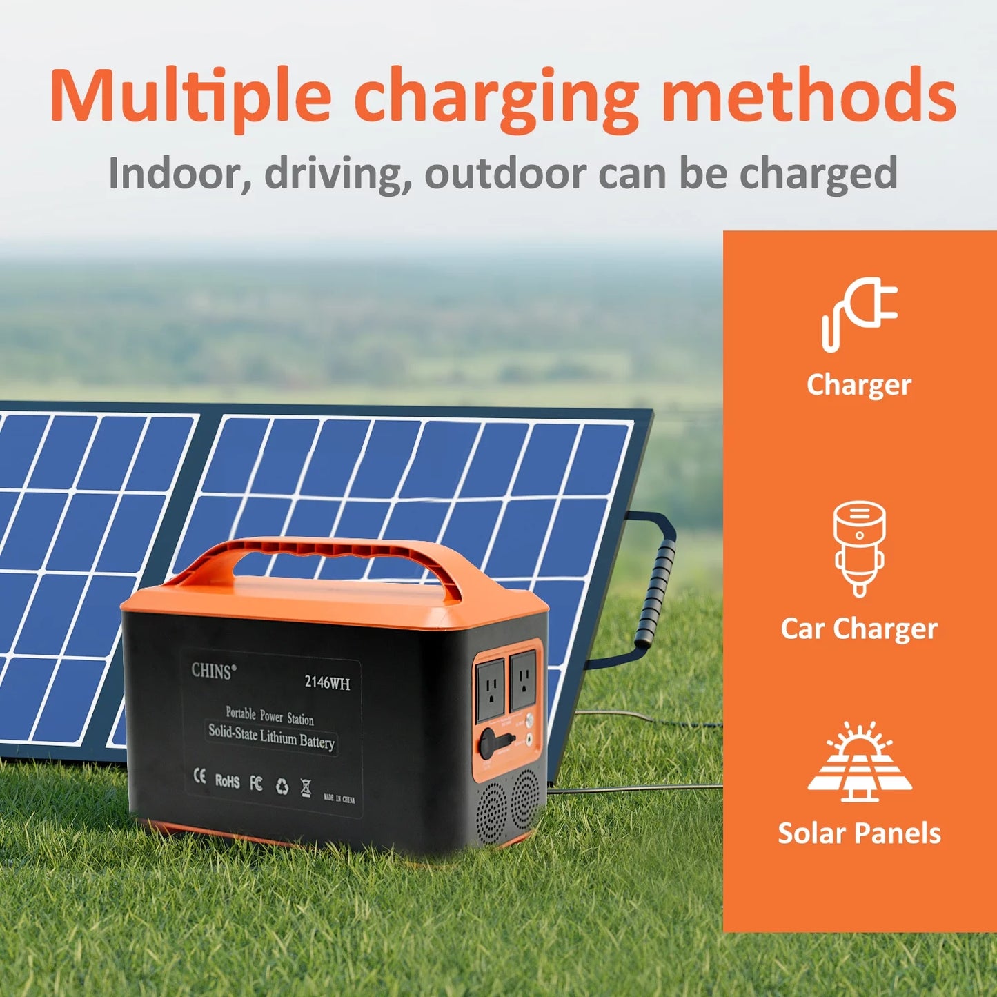 CHINS Portable Power Station 2146WH Solid state lithium Battery for Home Backup, Emergency, Outdoor Camping