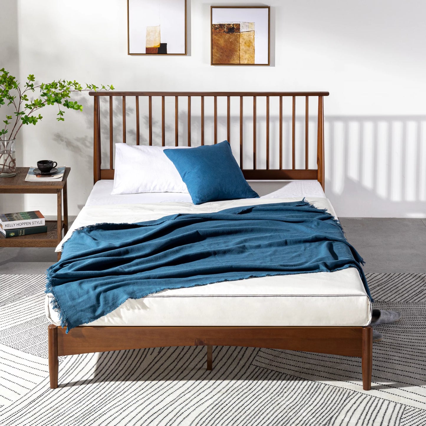 Zinus Linda 41&#8243; Mid Century Wood Platform Bed Frame, Queen