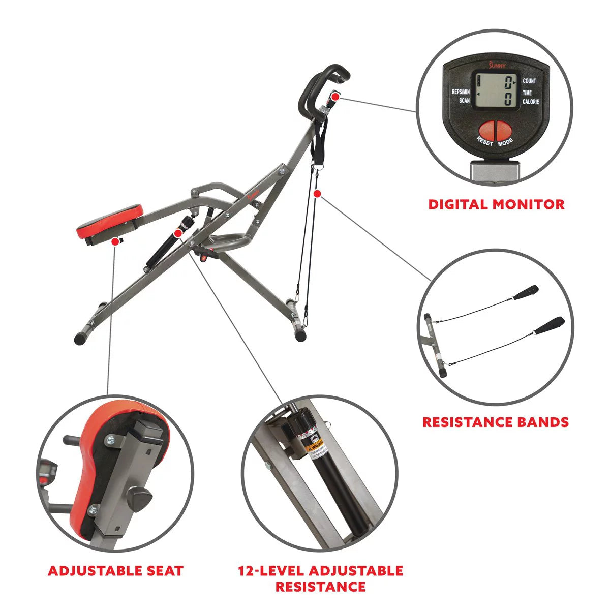 Sunny Health &#038; Fitness Row-N-Ride PRO Squat Assist Trainer for Full Glute, Thigh, and Leg Workouts, SF-A020052