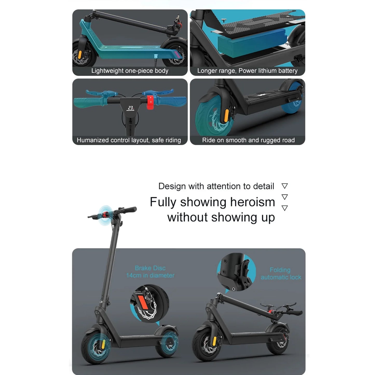 Xhy Electric Scooter for Adults 500W Motor with Bright Headlight and Taillight 10&#8221; Tires Foldable 40.3 Miles Range Motorized Scooter Fast Charging Battery Commuter Mopeds Black