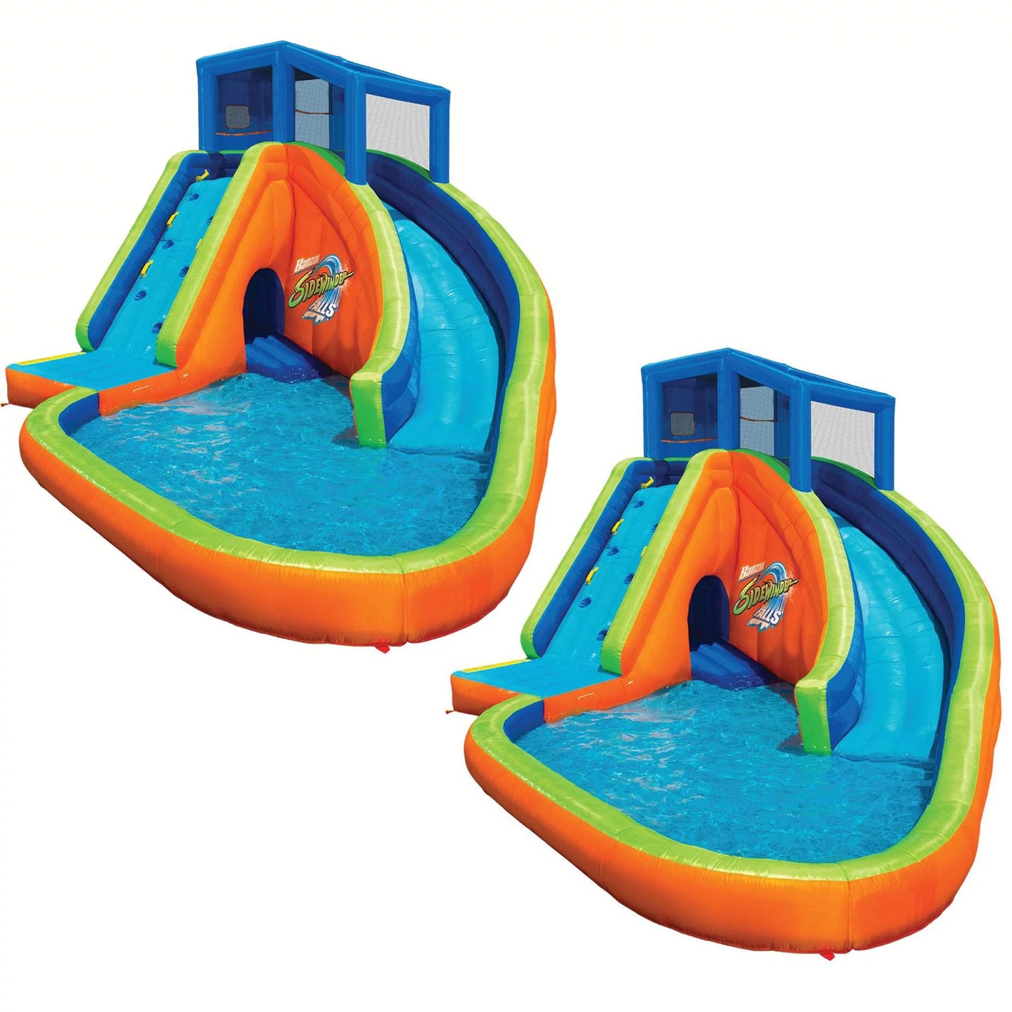 Banzai Falls Inflatable Water Park Kiddie Pool with Slides &#038; Cannons (2 Pack)