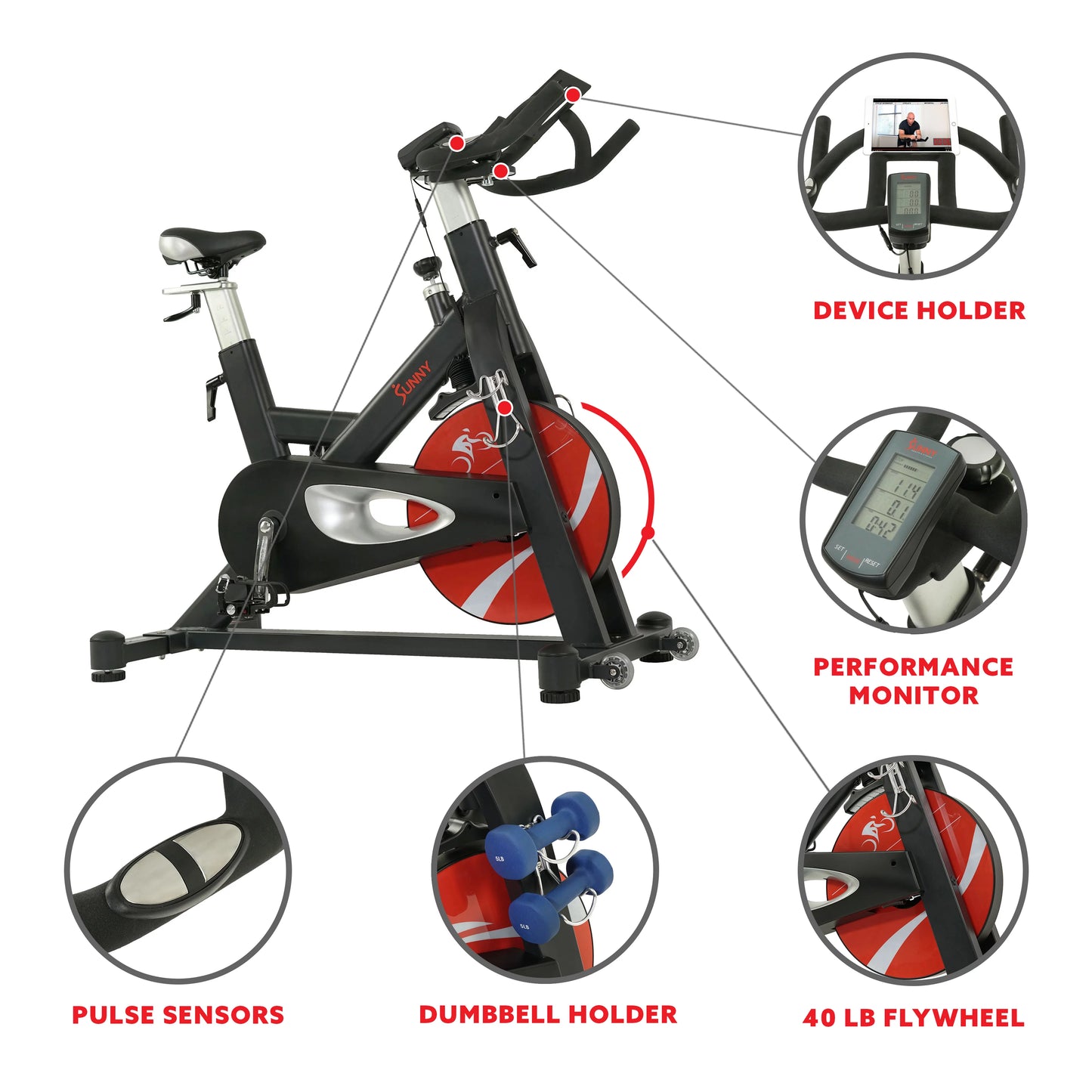 Sunny Health &#038; Fitness Evolution Pro II Magnetic Indoor Cycle Exercise Bike with Device Holder -SF-B1986