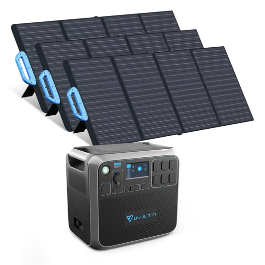 Bluetti Portable Power Station AC200P with 3 Solar Panels &#8211; 2000Wh Solar Generator, 6 AC Outlets, Ideal for Home, Travel, Power Outages