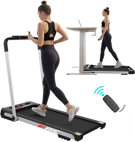 YY 2.5HP 2 in 1 Under Desk Folding Treadmill Installation-Free Foldable Treadmill Electric Running Machine With 12 Preset Programs Remote Control &#038; LED Display for Home,Office Use,Sliver,JK31-8