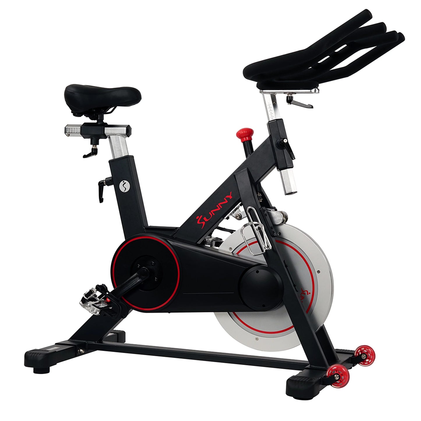 Sunny Health Fitness Magnetic Belt Drive Indoor Stationary Cycle Exercise Bike, High Weight Capacity, Device Mount, SF-B1805