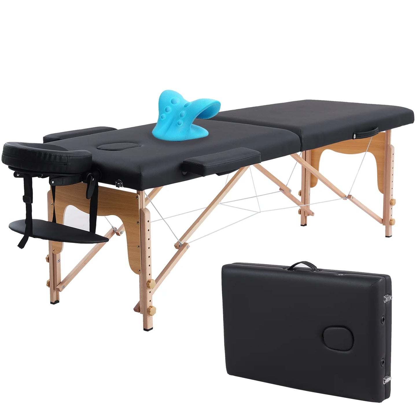 VIRRMO Massage Table Portable with Neck Stretcher, 84 inch Massage Bed Adjustable Lash Bed Massage Bed Tattoo Table for Eyelash Extensions Beauty Tattoo