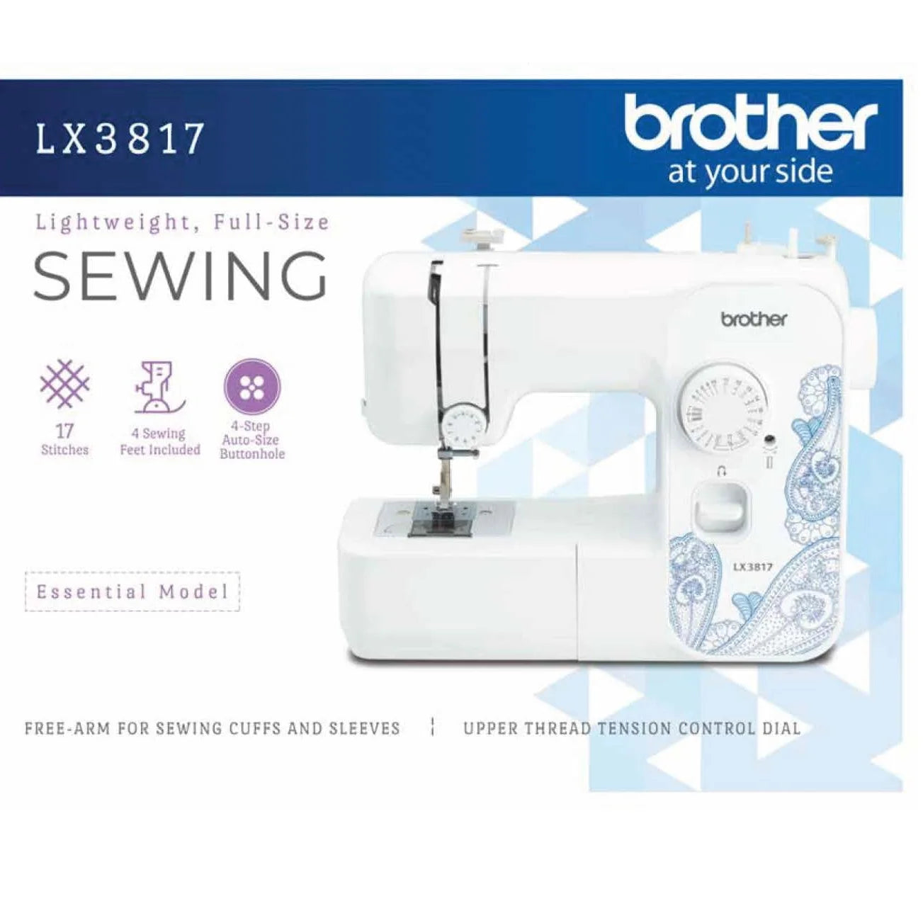 Brother LX3817 17-Stitch Portable Full-Size Sewing Machine, White