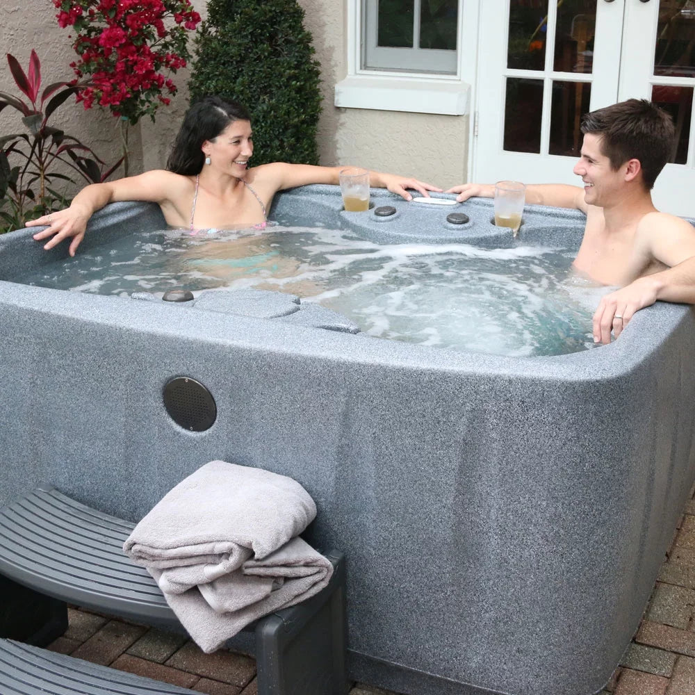 AquaRest Spas AR-150 Select 4- Person 12 &#8211; Jet- Plug and Play Hot Tub w/LED Waterfall &#8211; Graystone