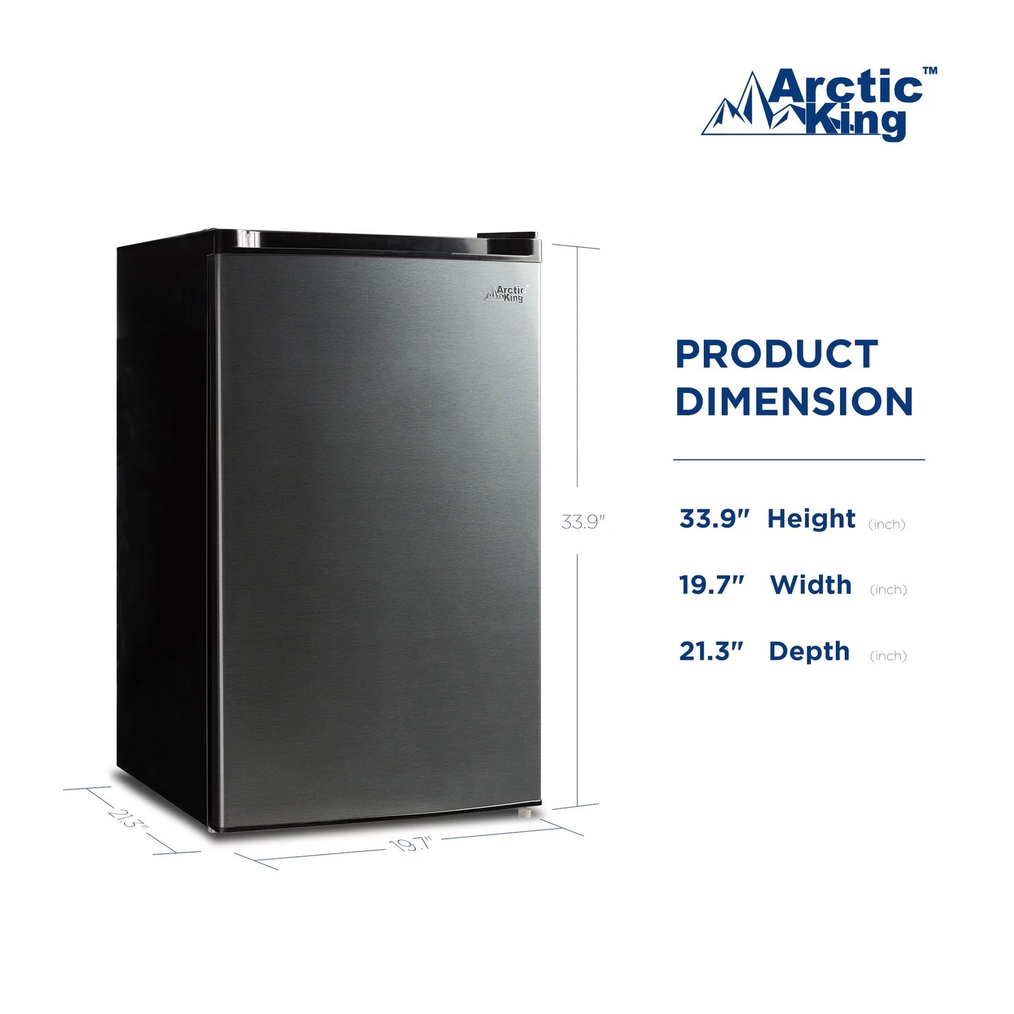 Arctic King 4.4 Cu ft One-Door No Freezer Mini Fridge, Black Stainless Steel Look E-Star, ARM44A5ASL