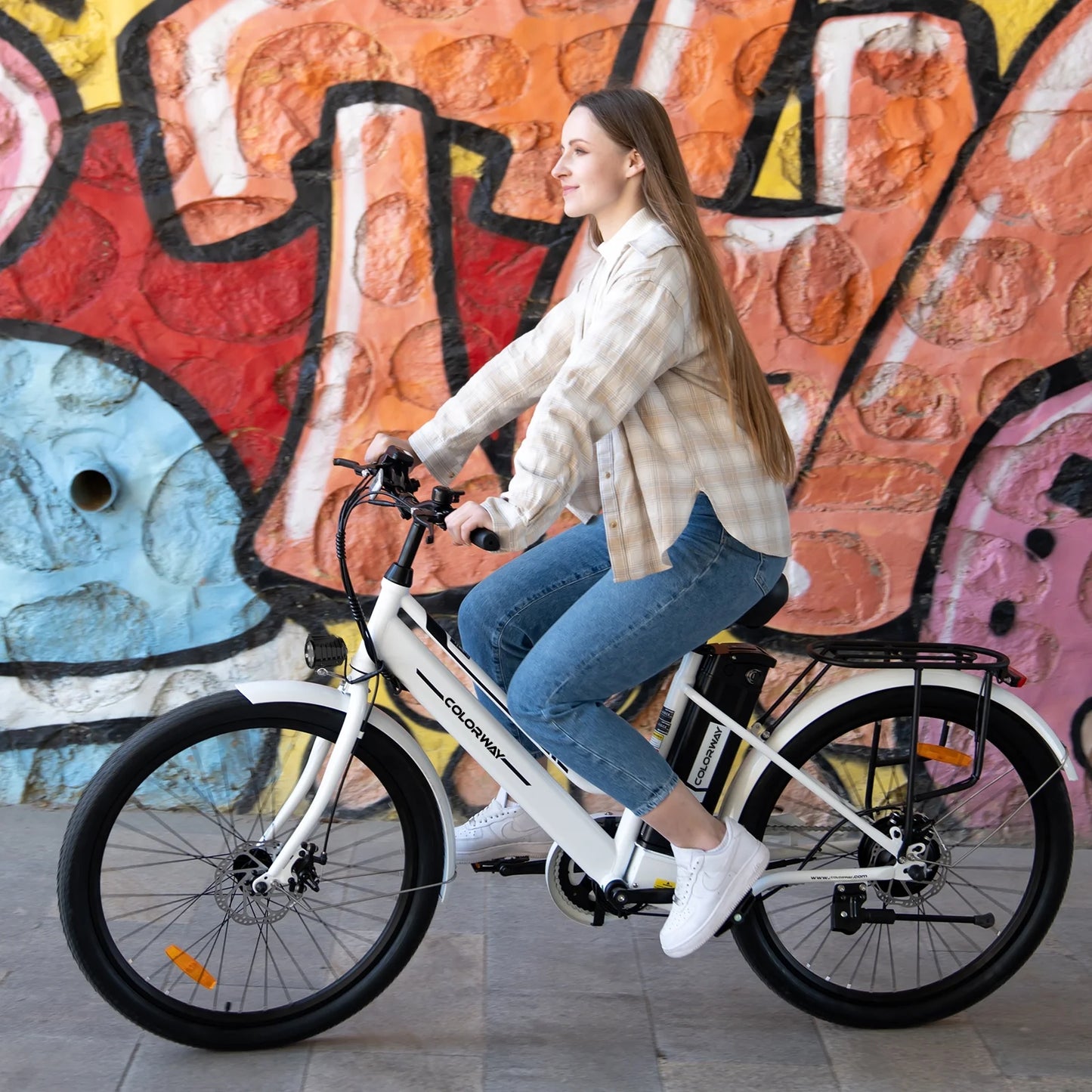 COLORWAY 26&#8243; Electric Bike for Woman, 500W Powerful Motor, 36V 12AH Removable Battery E Bike, , Max. Speed 19.9MPH Electric Bicycle