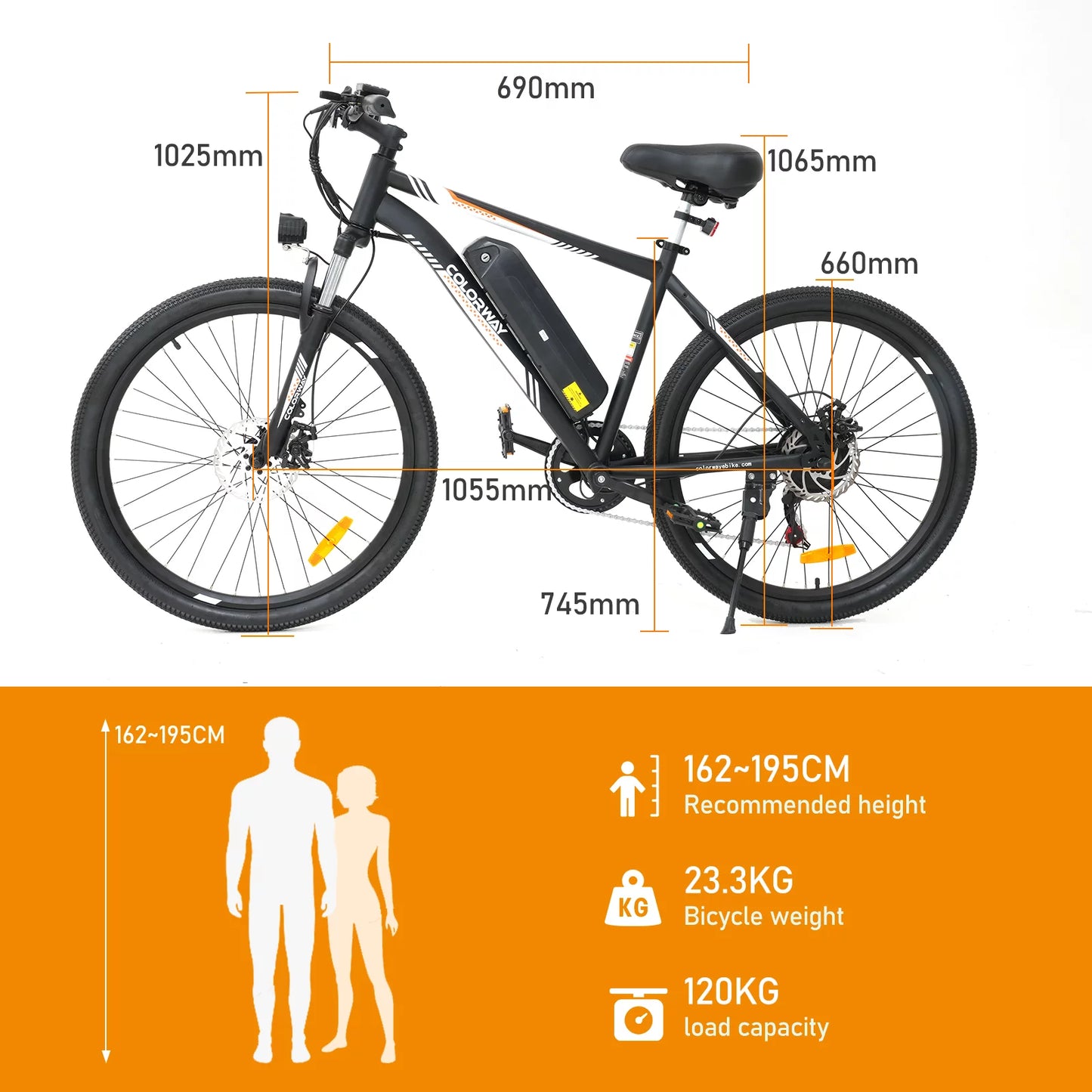 COLORWAY 26&#8243; Electric Bike, 500W/36V/11.2AH Removable Battery E Bike,Max.speed 19.9MPH Bicycle for Teenager and Adults-BK15M