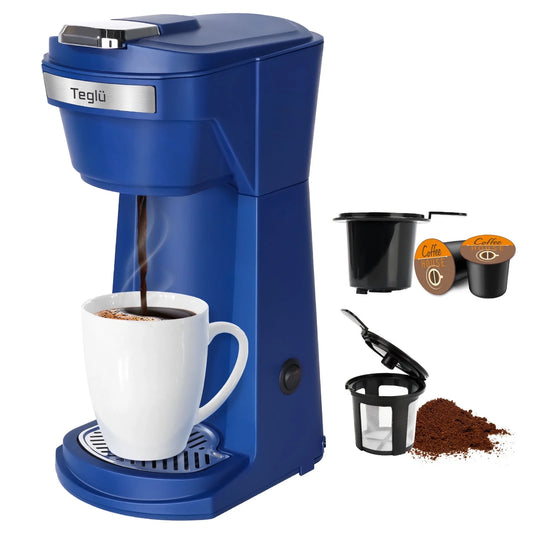 2 in 1 Single Serve Coffee Maker for K Cup Pods &#038; Ground Coffee, Mini K Cup Coffee Machine with 6 to 14 oz Brew Sizes, Single Cup Coffee Brewer with One-Press Fast Brewing, Reusable Filters, Black