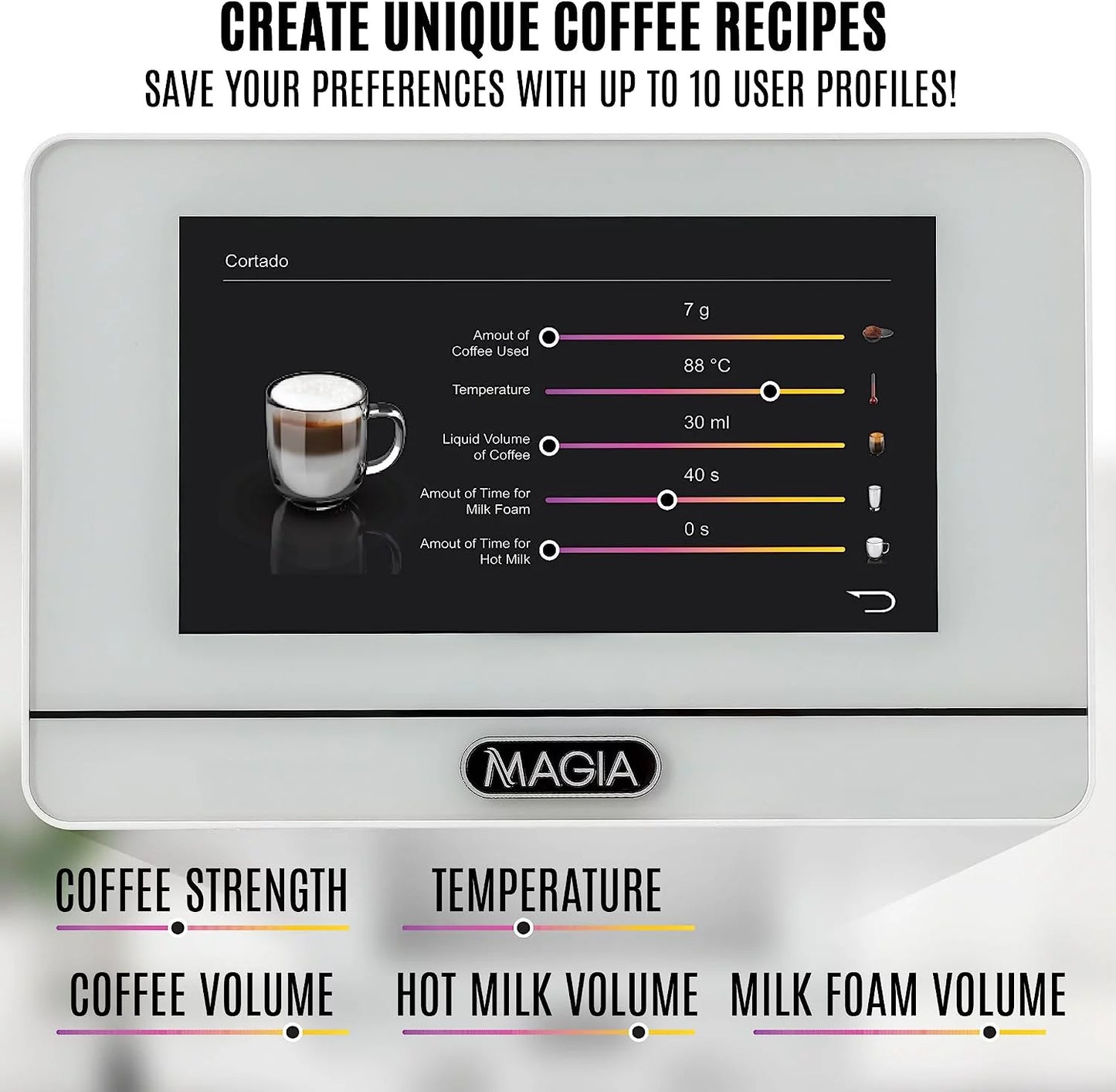 Zulay Kitchen Super Automatic Coffee Espresso Machine with Grinder and Milk Frother  &#8211; Espresso Coffee Maker &#8211; White Magia