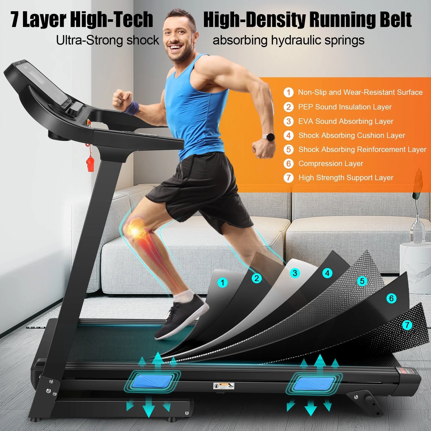 Tikmboex 3.25 HP Incline Treadmill with Incline APP, Bluetooth Audio Speakers, Large Folding Treadmill for Running Walking Home Office Gym