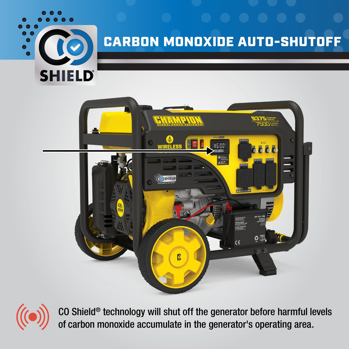 Champion Power Equipment 9375/7500-Watt Portable Generator with Wireless Remote Start and CO Shield