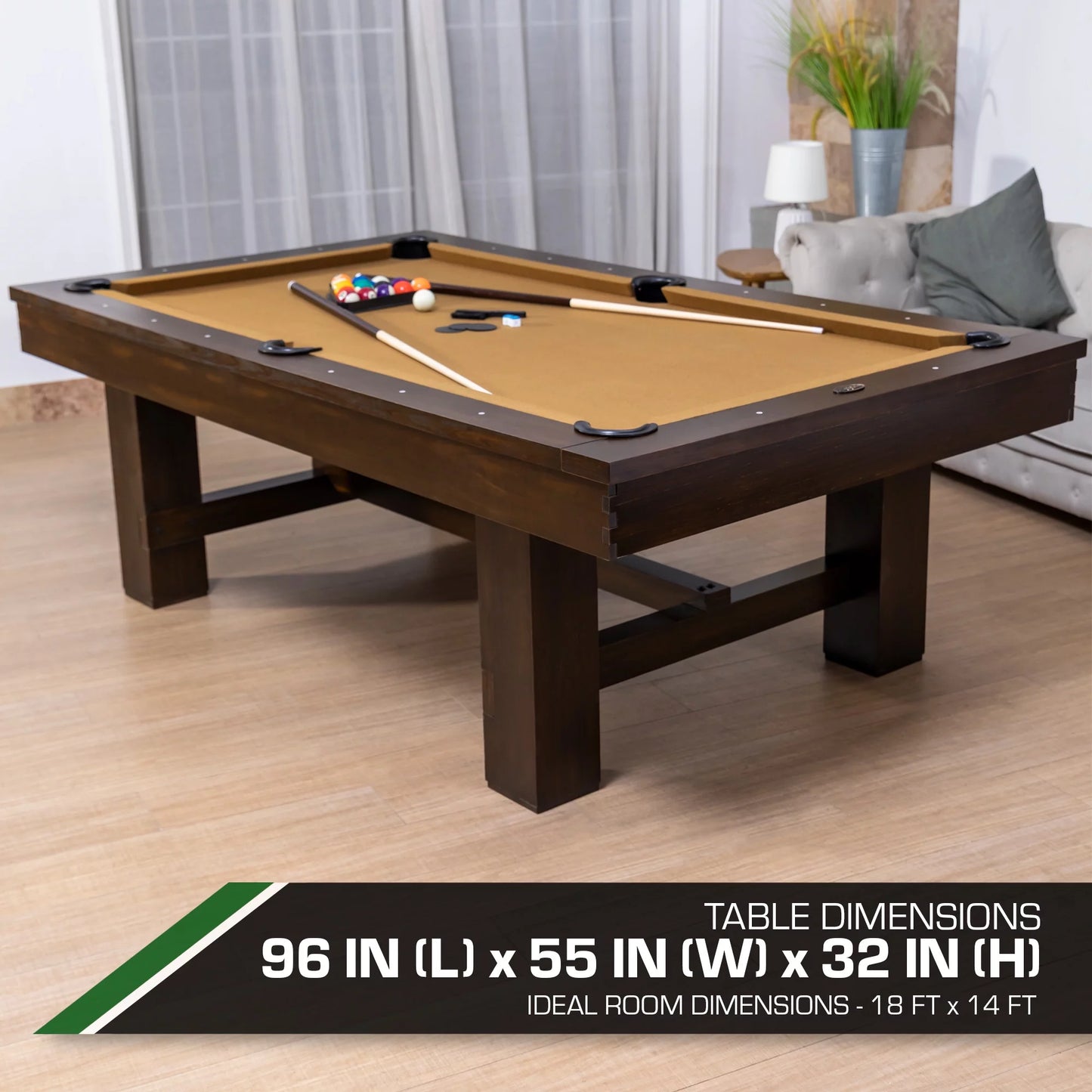 Classic Sport Dayton 96&#8243; x 55&#8243; Pool Table, Tan, Set up in 10 Minutes