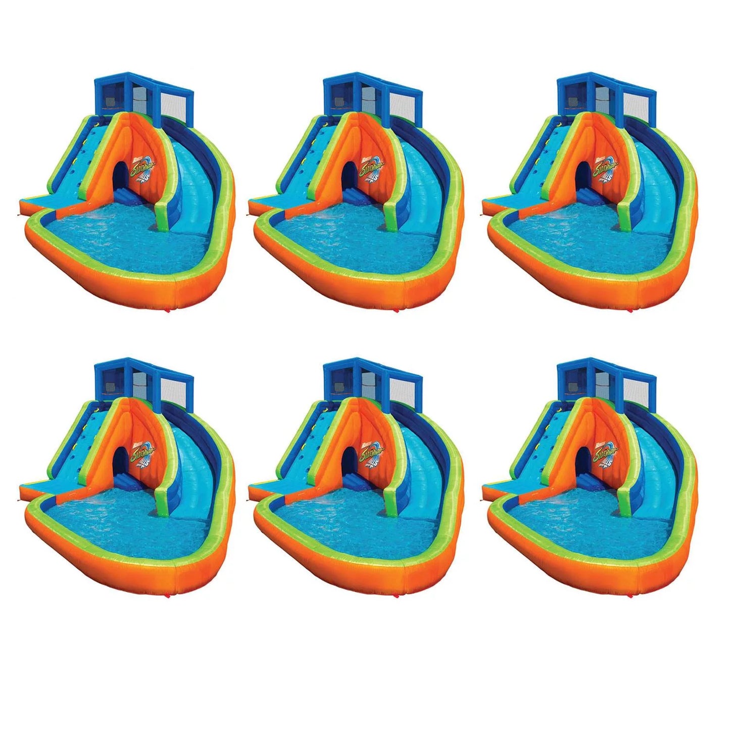 Banzai Sidewinder Falls Inflatable Kiddie Pool with Slides &#038; Cannons (6 Pack)