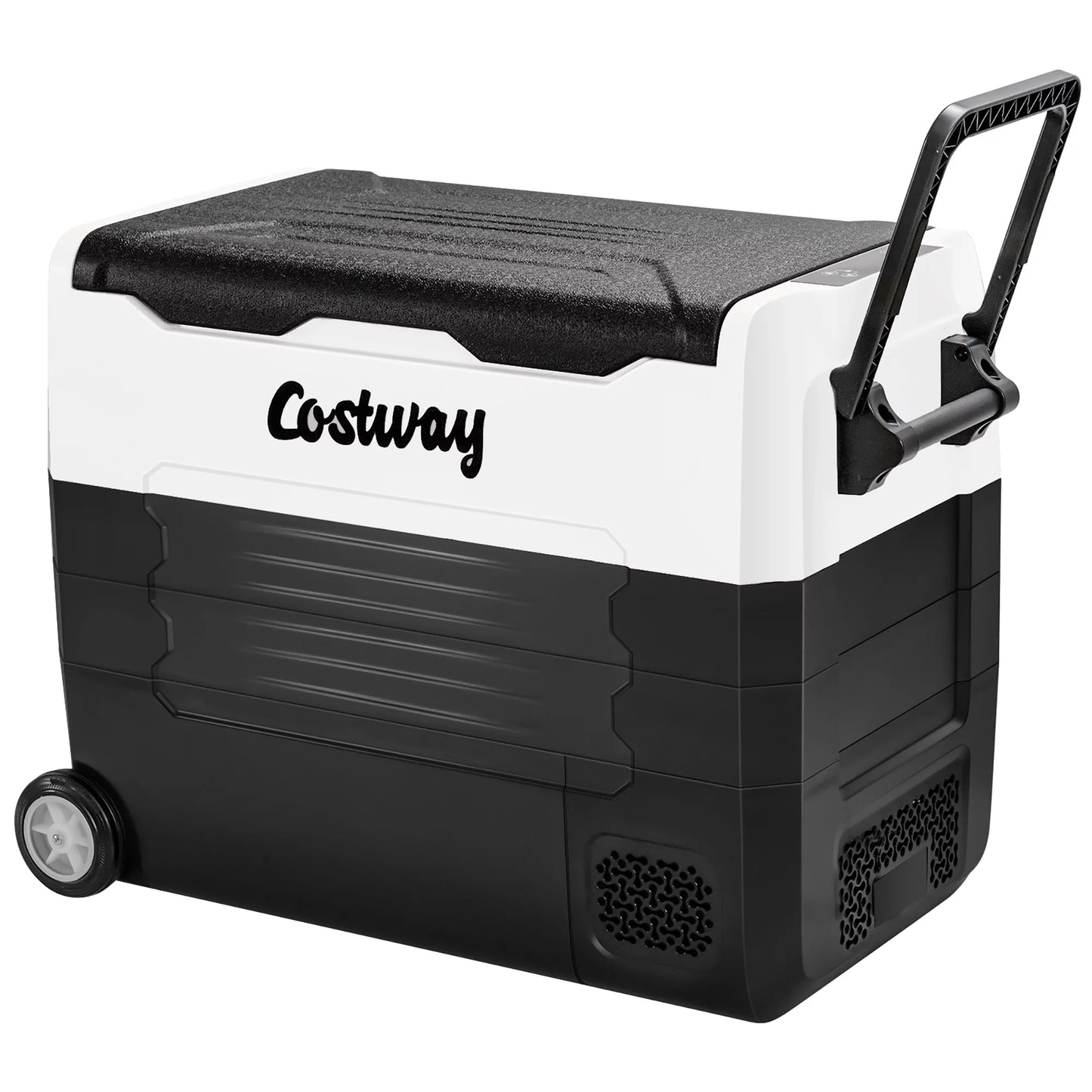 Costway 58 Quarts Car Refrigerator Portable RV Freezer Dual Zone w/ Wheel Black